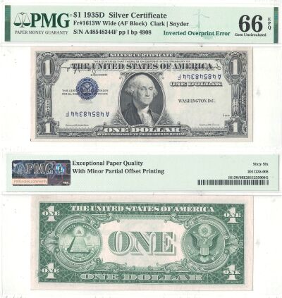 1935-D. $1. PMG. Gem-66. EPQ. Silver Certificate.