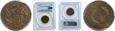 1868. PCGS. MS-64+. RB.