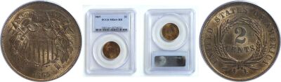 1865. PCGS. MS-64+. RB.