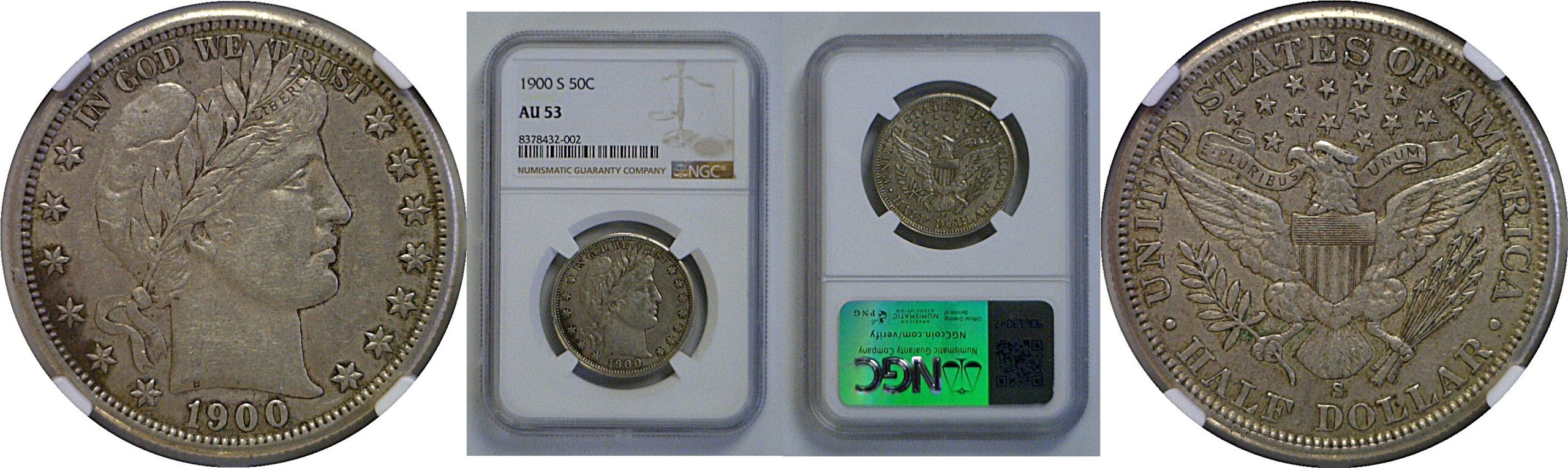 1900-S Barber Half Dollar   NGC AU-53