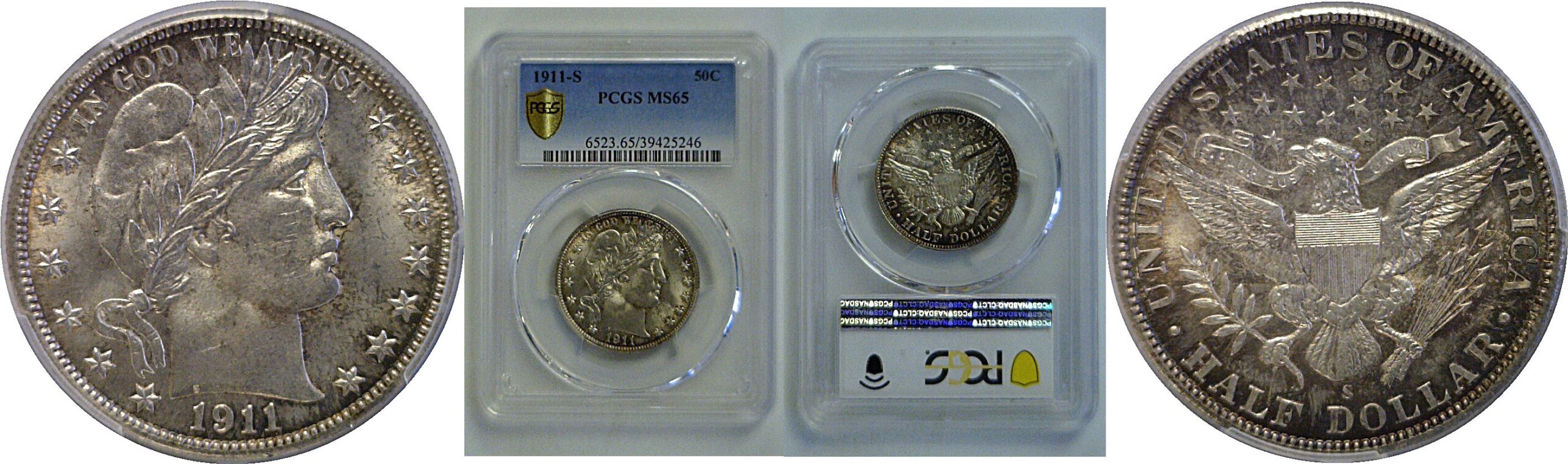 1911-S Barber Half Dollar   PCGS MS-65