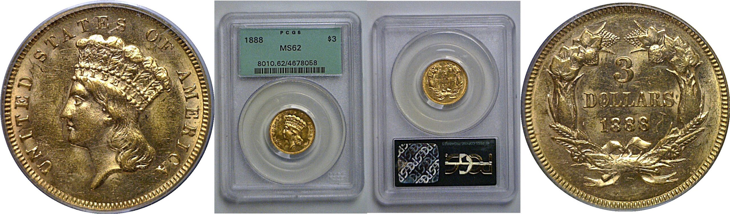 1888  $3 Princess    PCGS MS-62