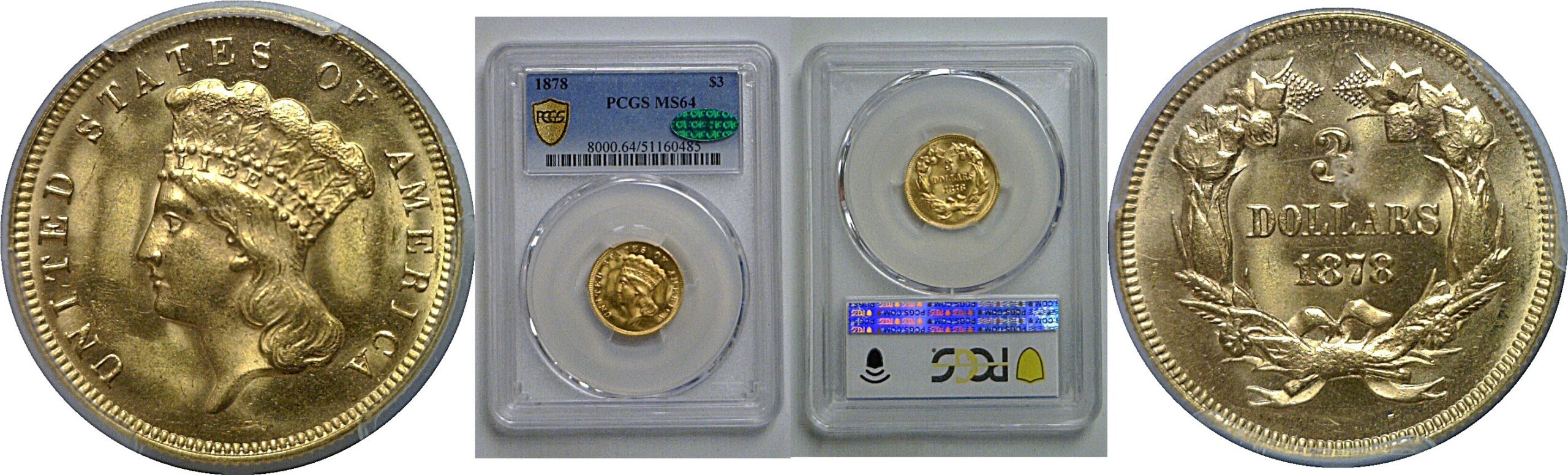1878 $3 Princess    PCGS MS-64  CAC