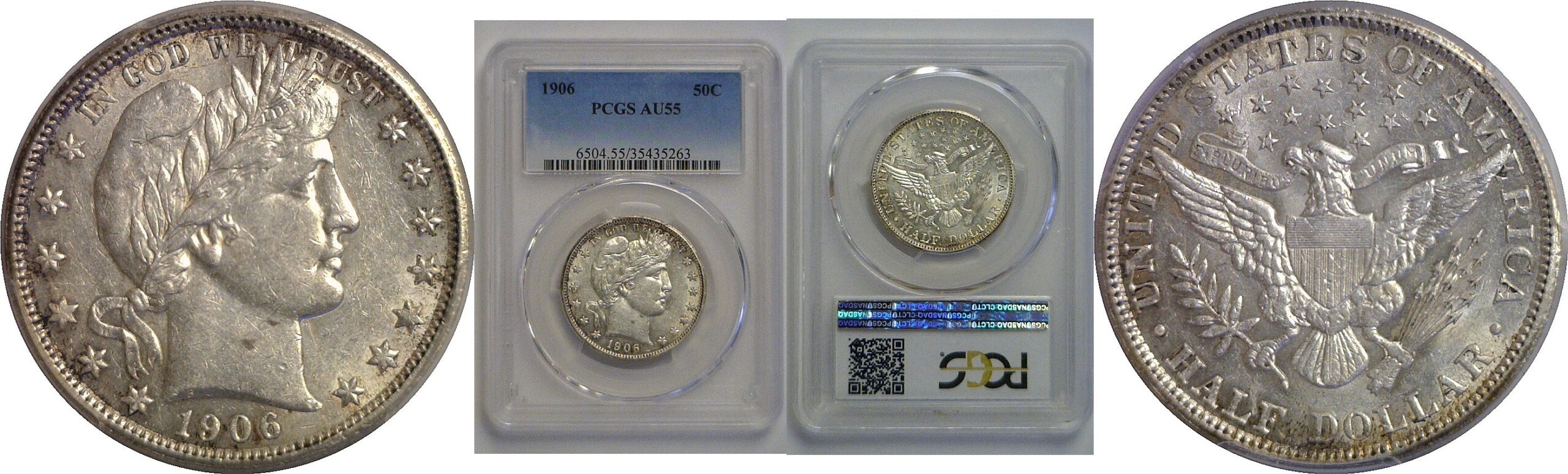 1906  Barber Half Dollar    PCGS AU-55