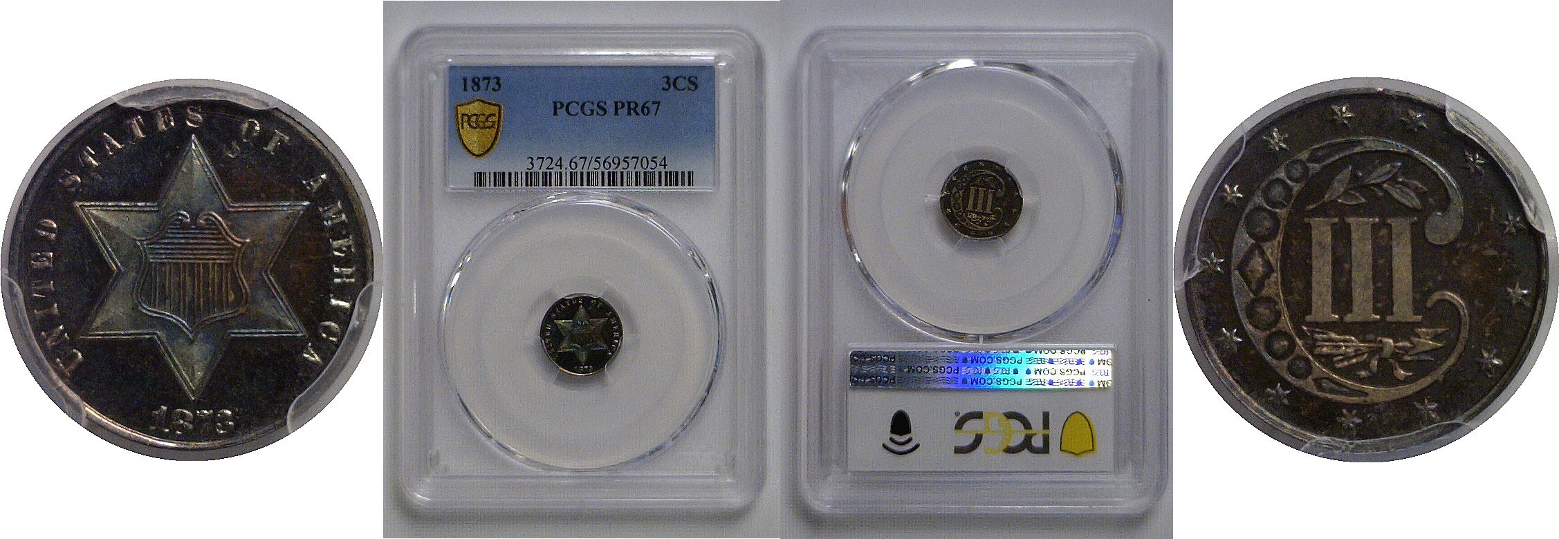 1873 Silver Three Cent    PCGS PR-67