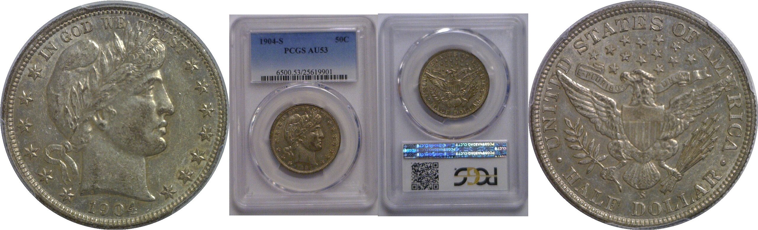 1904-S  Barber Half Dollar   PCGS AU-53