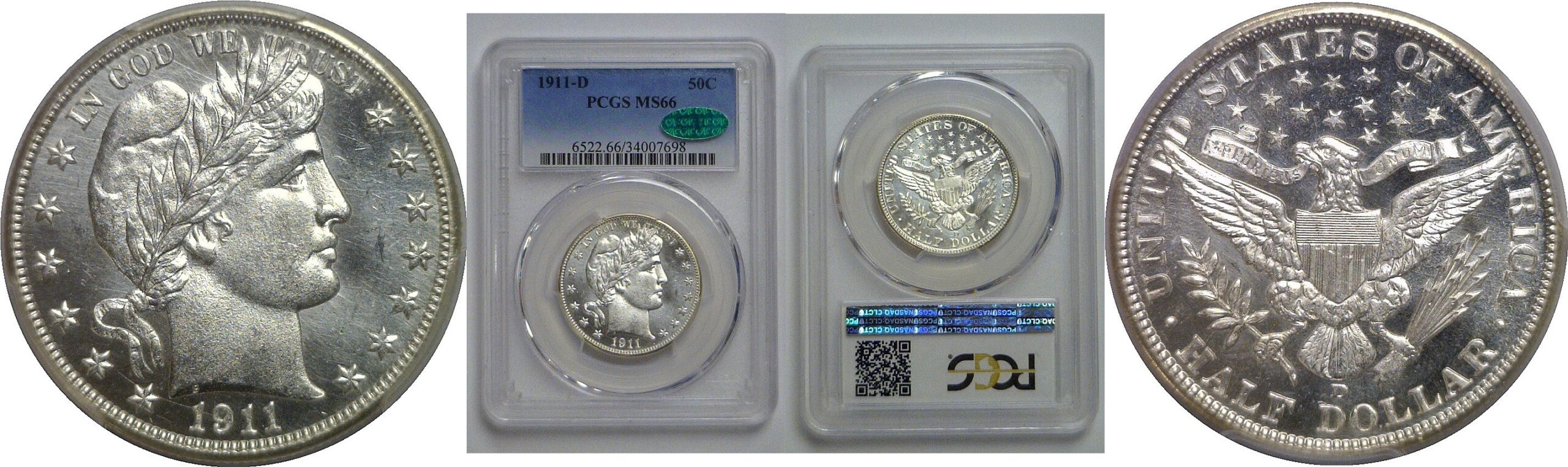 1911-D Barber Half Dollar   PCGS MS-66  CAC