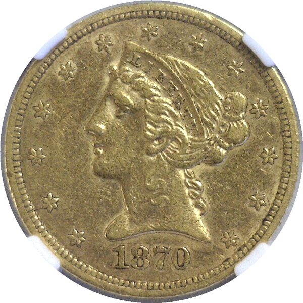 1870-S. $5 Liberty.  -  NGC. AU-55. - Image 2