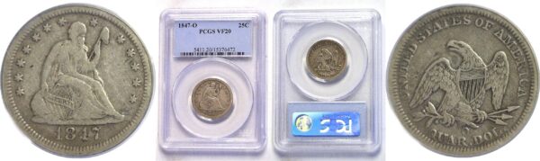 1847-O.  Seated Liberty Quarter.  -  PCGS. VF-20.