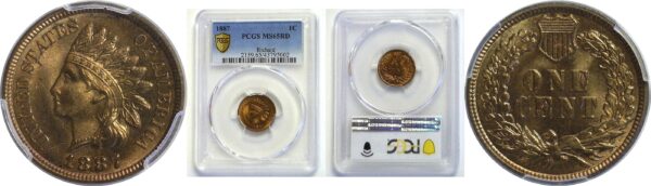 1887.  Indian Head Cent.  -  PCGS. MS-65. RD.