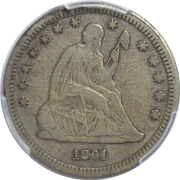 1861-S.  Seated Liberty Quarter.  -  PCGS. F-15. - Image 2