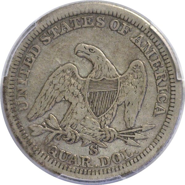 1861-S.  Seated Liberty Quarter.  -  PCGS. F-15. - Image 3