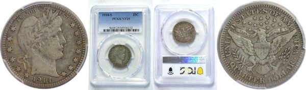 1914-S  Barber Quarter.  -  PCGS VF-25.