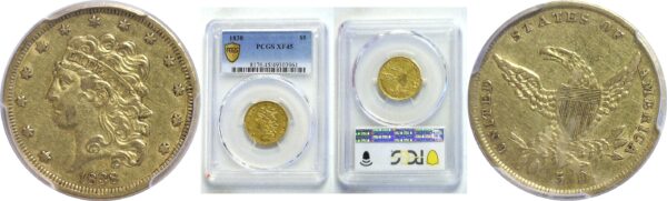 1838. $5 Classic.  -   PCGS. XF-45.