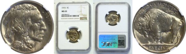 1915.  Buffalo Nickel.  -  NGC. MS-65.