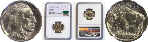 1913 T-1.  Buffalo Nickel. NGC. MS-67+ CAC