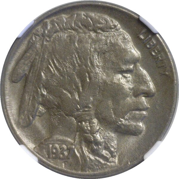 1937-D 3 legs  Buffalo Nickel.  -  NGC. AU-58. CAC - Image 2