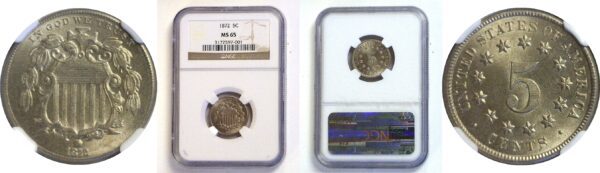 1872.  Shield Nickel.  -  NGC. MS-65.