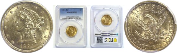 1891-CC  $5 Liberty. -  PCGS. MS-62.