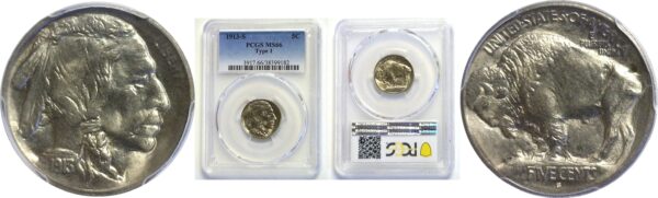 1913-S T-1.  Buffalo Nickel.   -  PCGS. MS-66.