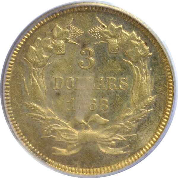 1868. $3 Princess.  -   PCGS. MS-62. - Image 3