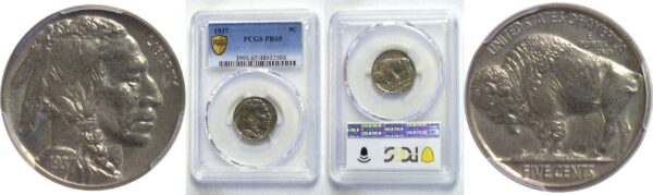 1937.  Buffalo Nickel.   -  PCGS. PR-65.