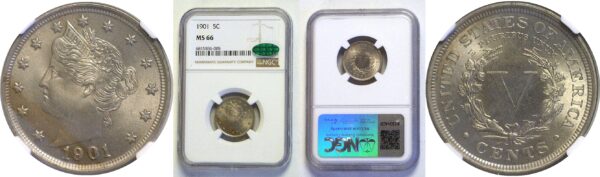 1901.  Liberty Nickel.  -  NGC. MS-66.CAC