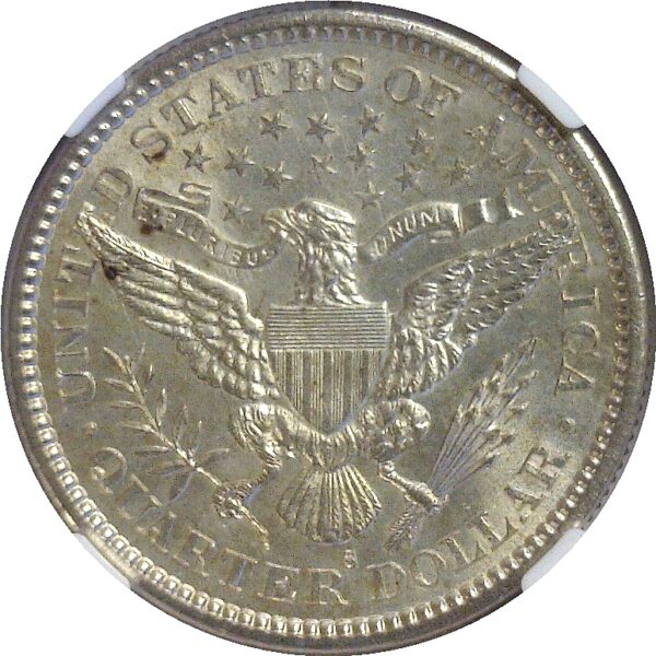 1896-S.  Barber Quarter.  -  NGC. MS-63. - Image 3