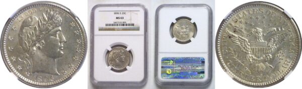 1896-S.  Barber Quarter.  -  NGC. MS-63.