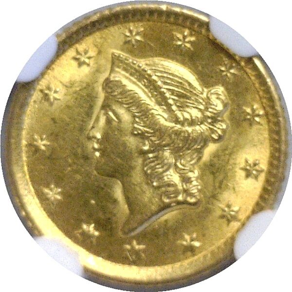 1852-O.  One Dollar Gold Coin.  -  NGC. MS-64. - Image 2