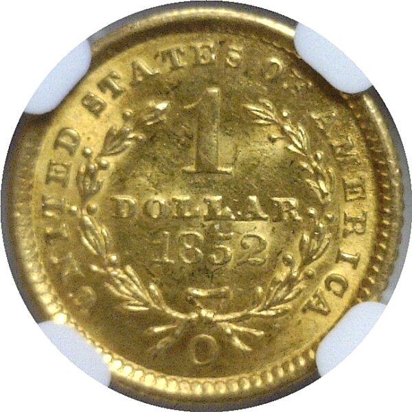 1852-O.  One Dollar Gold Coin.  -  NGC. MS-64. - Image 3