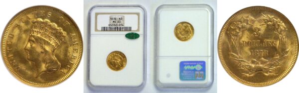 1878 $3 Princess  -  NGC MS-63 CAC