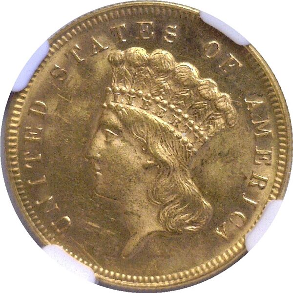 1868 $3 Princess.  -  NGC MS-63+. - Image 2