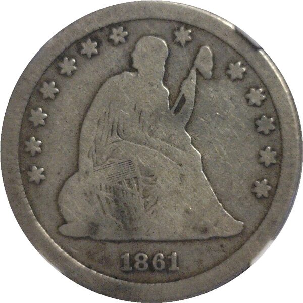 1861-S  Seated Liberty Quarter.  -  NGC VG-10. - Image 2