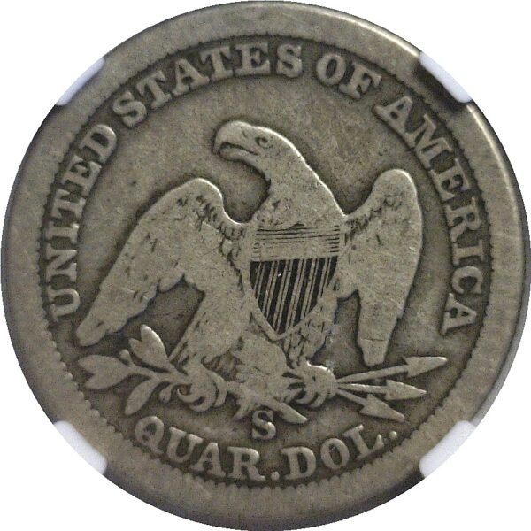 1861-S  Seated Liberty Quarter.  -  NGC VG-10. - Image 3