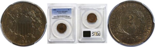 1864 Large Motto. Two Cent Piece.  -  PCGS. MS-64. BN.