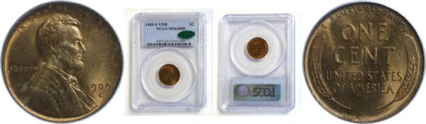 1909-S VDB.  Lincoln Cent. PCGS. MS-64. RB. CAC