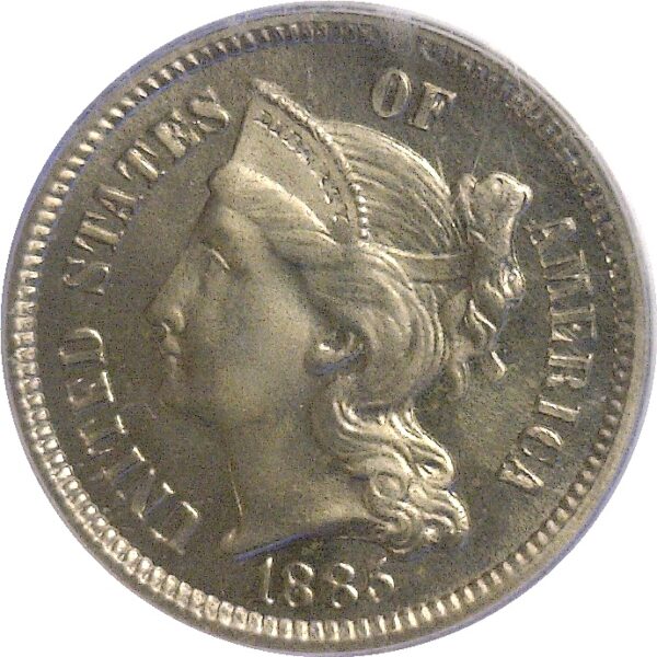 1885.  Nickel Three Cent. PCGS. PR-66. CAC - Image 2
