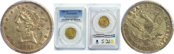 1881-CC  $5 Liberty  -  PCGS AU-55.