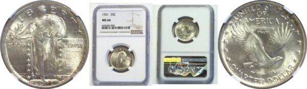 1921.  Standing Liberty Quarter.  -  NGC. MS-66.