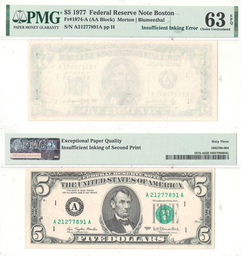 1977. $5. PMG. Ch Unc-63. EPQ.