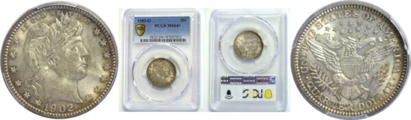 1902-O Barber Quarter.  -  PCGS MS-64+.