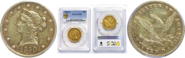 1850-O.  Ten Dollar Gold Coin. PCGS. XF-45.