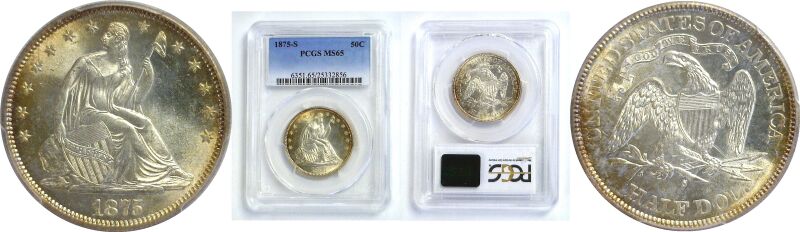 1875-S.  Seated Liberty Half Dollar.  -  PCGS. MS-65.