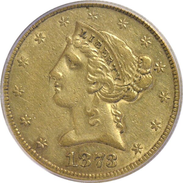 1873-CC  $5 Liberty  -  PCGS. AU-50. - Image 2