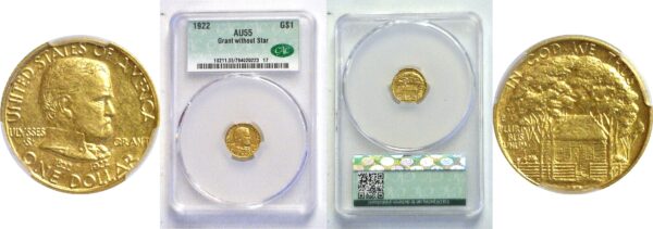 1922.  Early Gold Commemorative. CACG. AU-55. Grant $1.