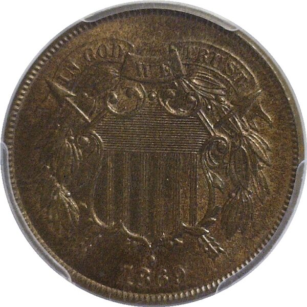 1869. Two Cent Piece  -  PCGS. MS-64. RB. - Image 2