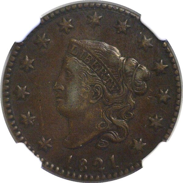 1821  Large Cent.  -  NGC XF-45. - Image 2