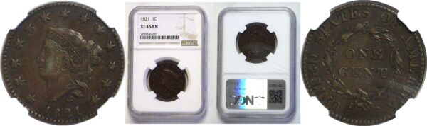 1821  Large Cent.  -  NGC XF-45.