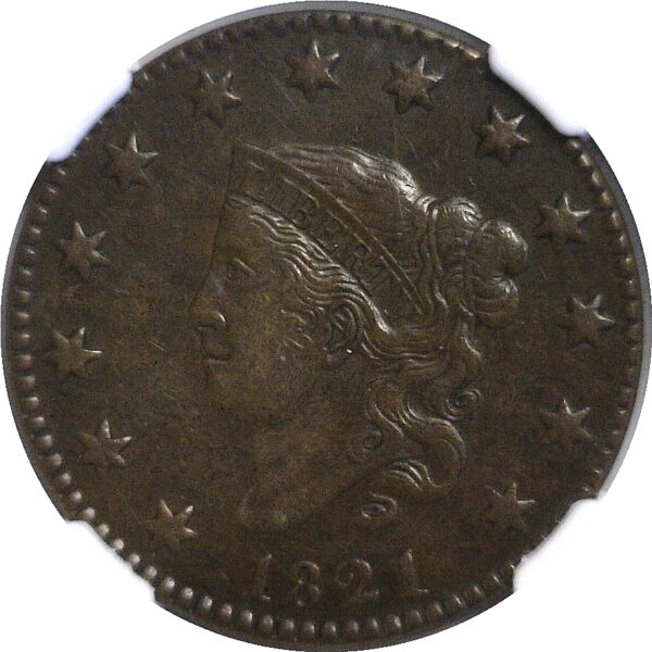 1821  Large Cent.  -  NGC XF-45. CAC - Image 2